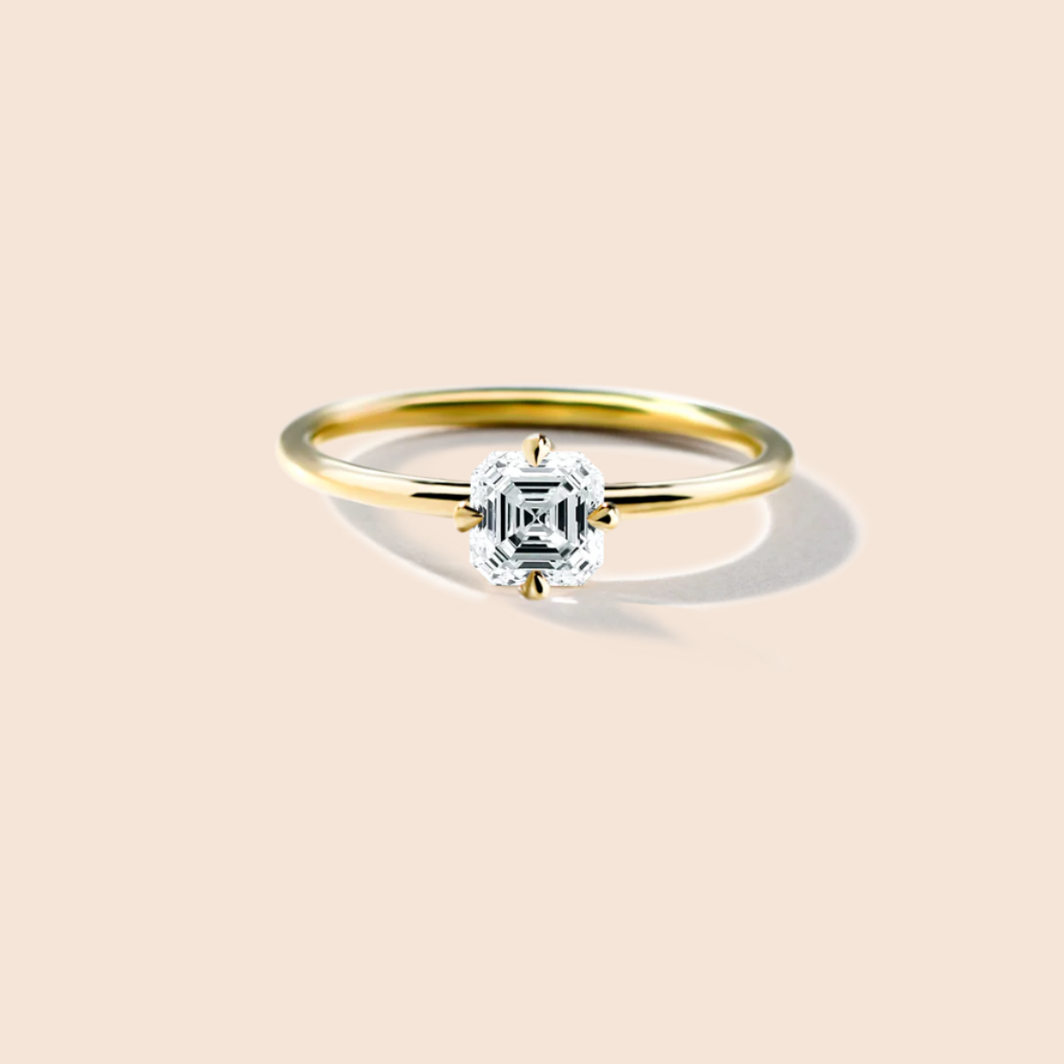 18K Yellow Gold Asscher Engagement Ring