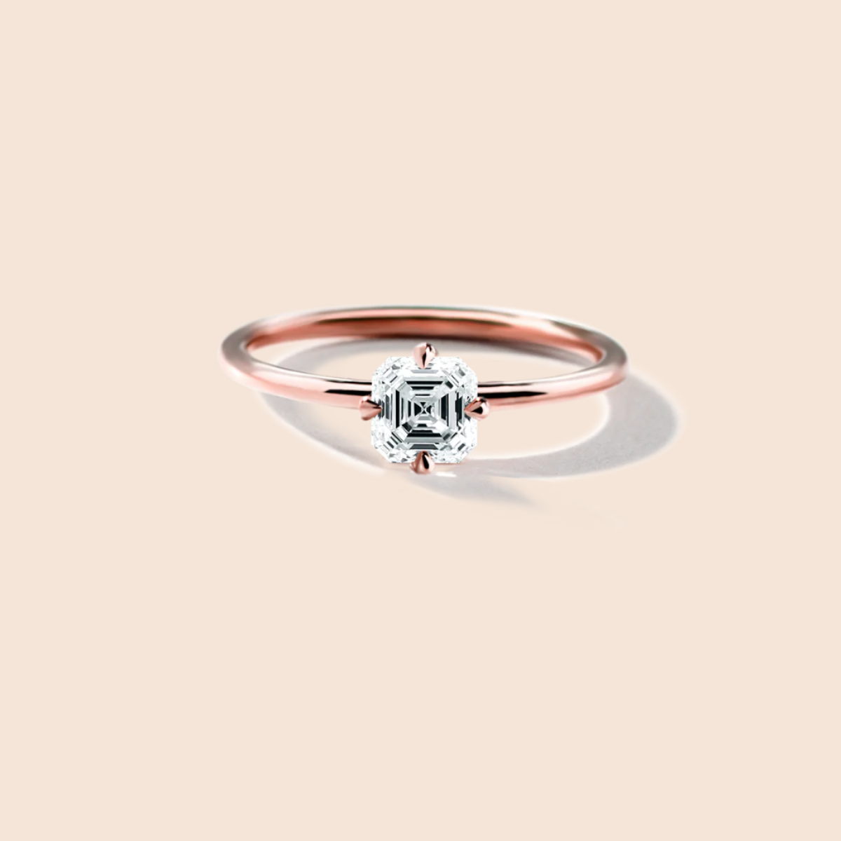 18K Rose Gold Asscher Engagement Ring