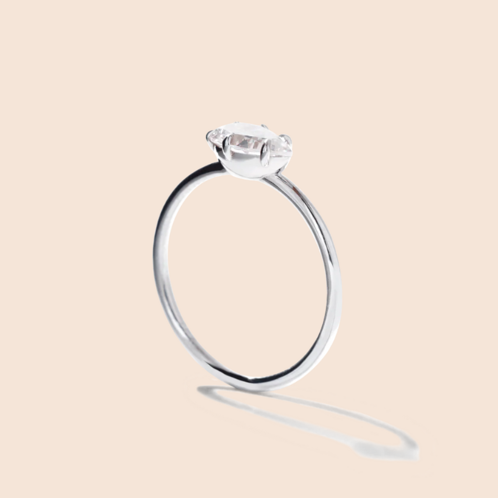 Pear 18K White Gold Platinum Engagement Ring East West