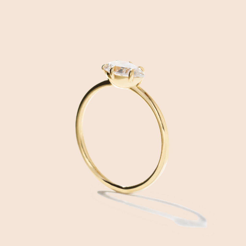 Pear 18K Yellow Gold Engagement Ring East West