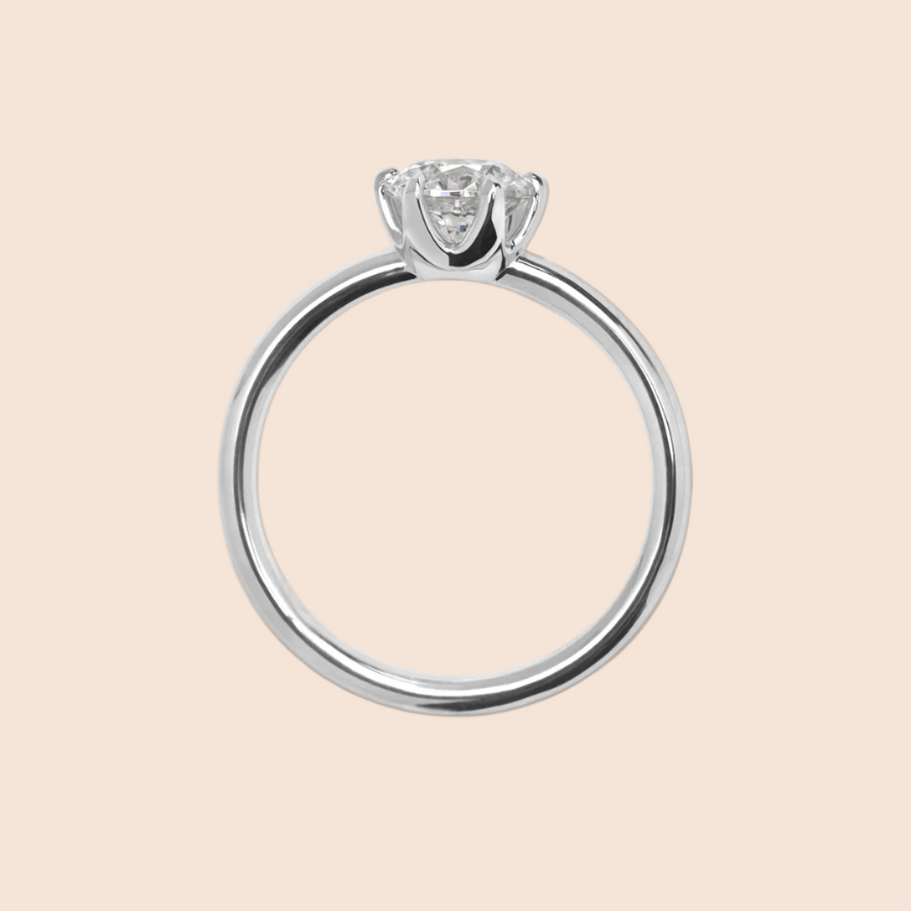 18K White Gold Platinum Chispa Round Engagement Ring