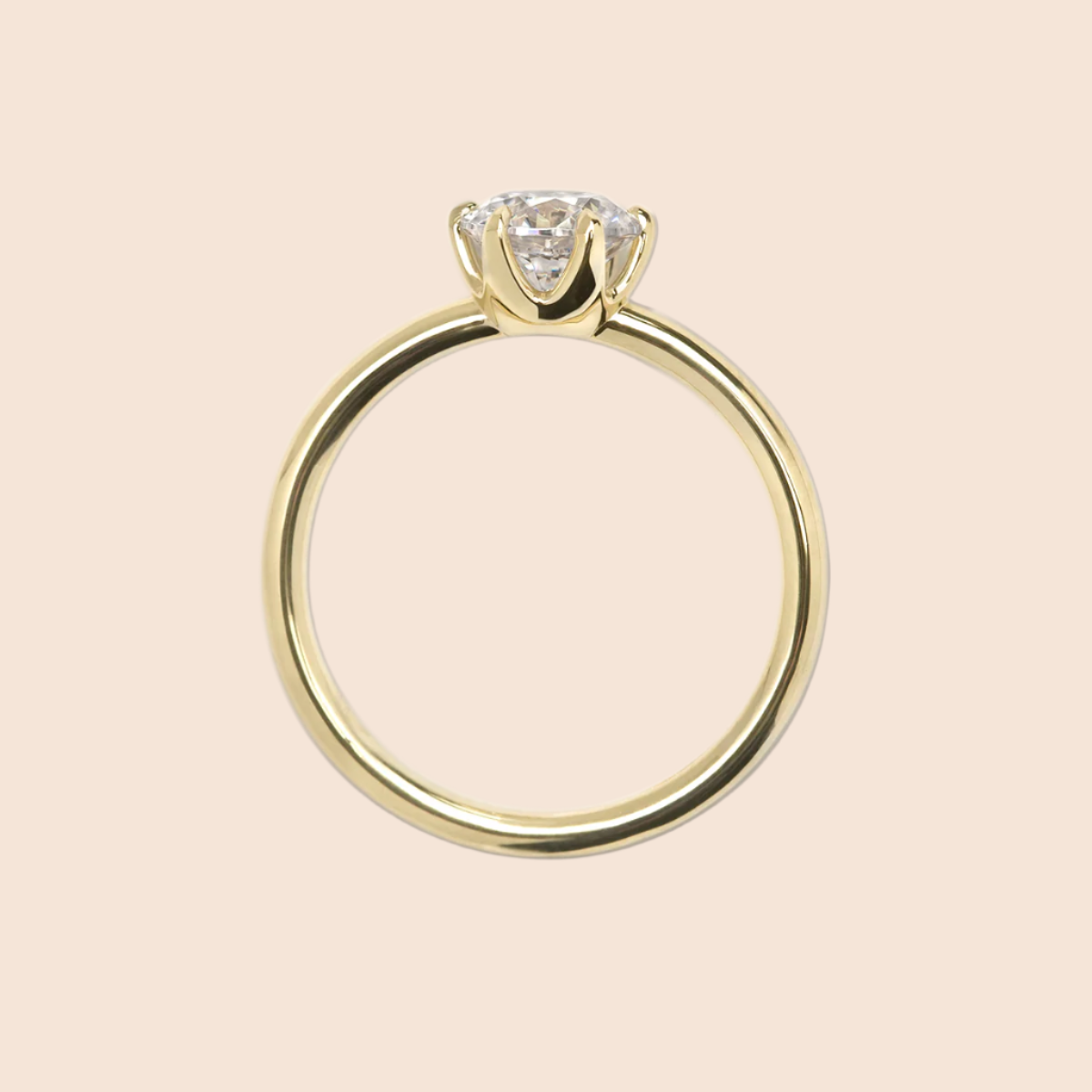 18K Yellow Gold Chispa Round Engagement Ring