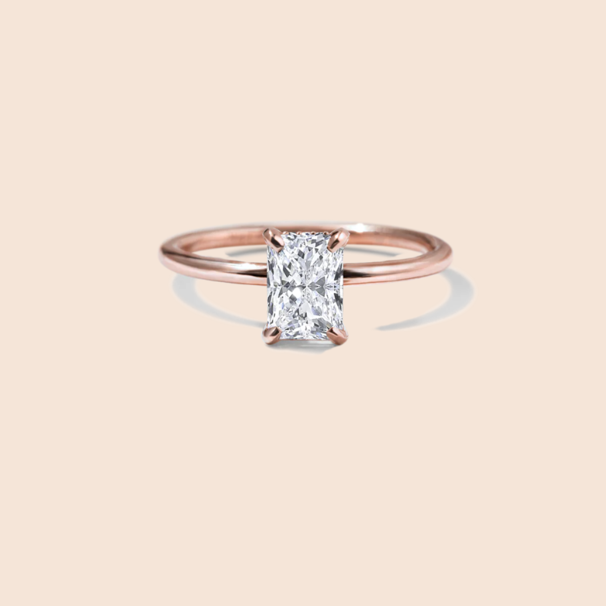 18K Rose Gold Radiant Engagement Ring