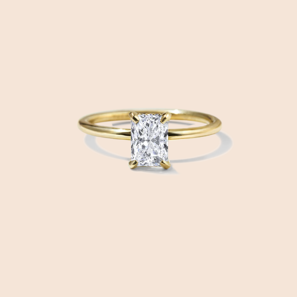 Radiant 18K Yellow Gold Engagement Ring East West