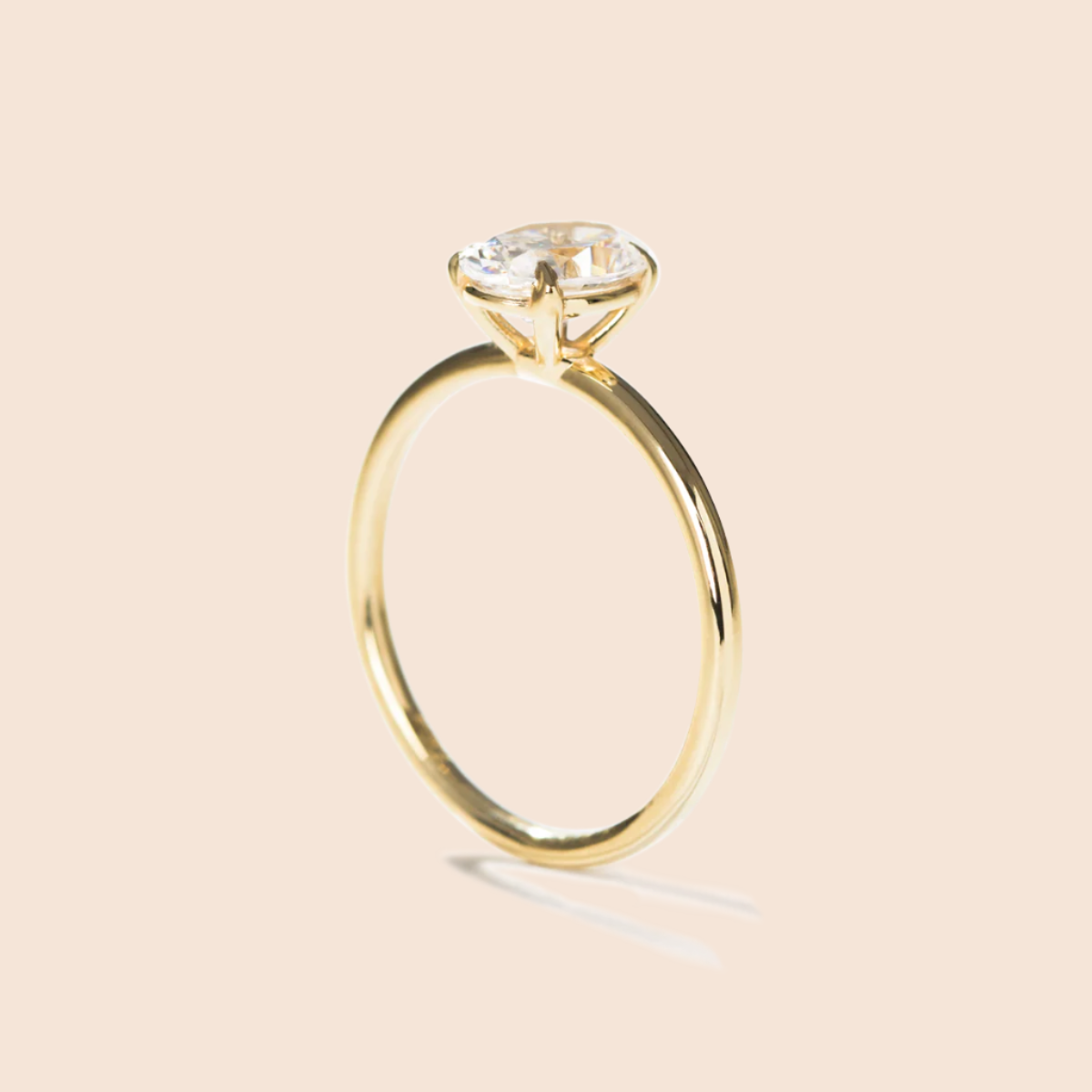 18K Yellow Gold Prong Oval Diamond Engagement Ring