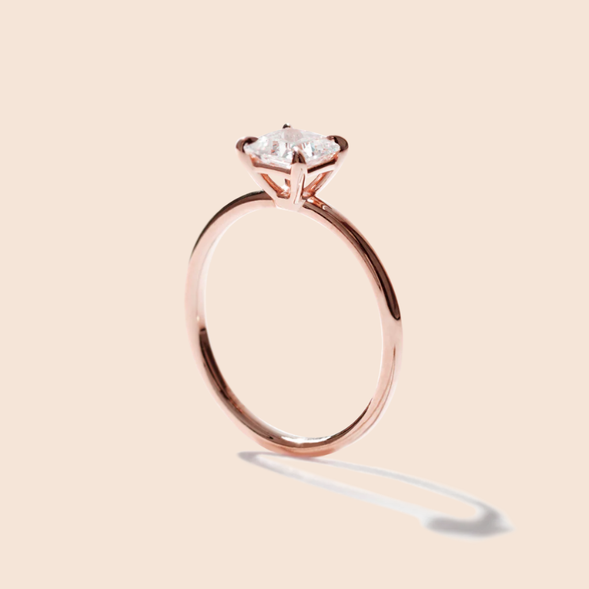 18K Rose Gold Princess Engagement Ring