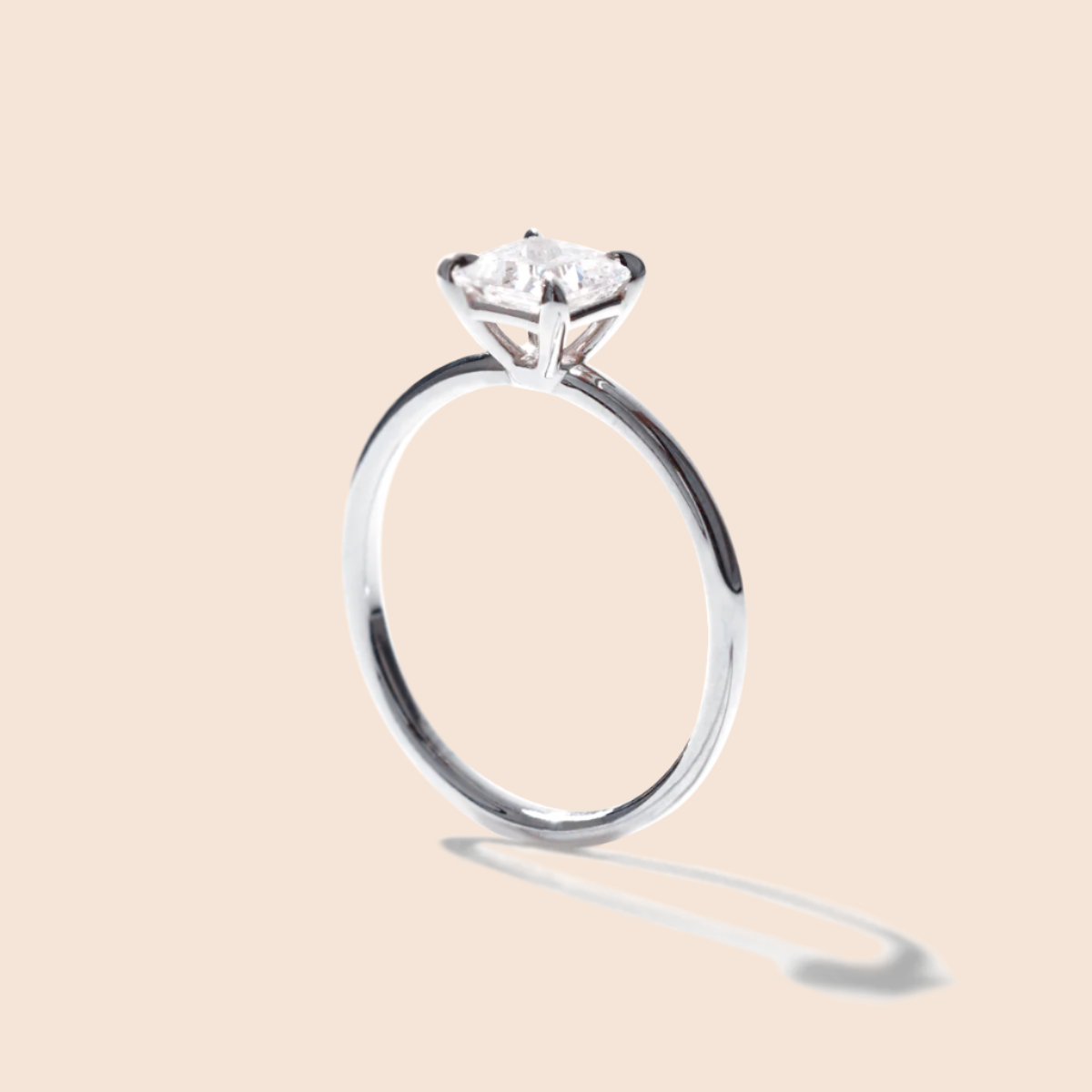 18K White Gold Platinum Princess Engagement Ring