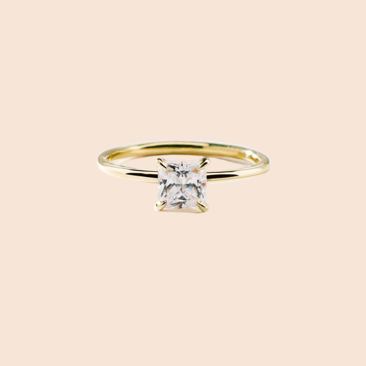 18K Yellow Gold Princess Engagement Ring