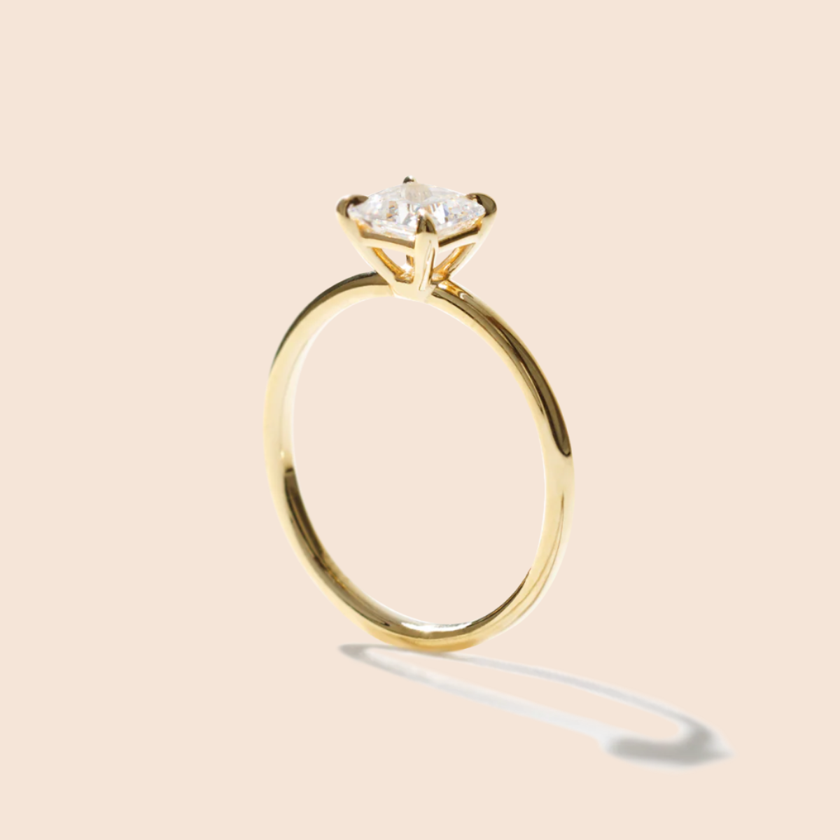 18K Yellow Gold Princess Engagement Ring