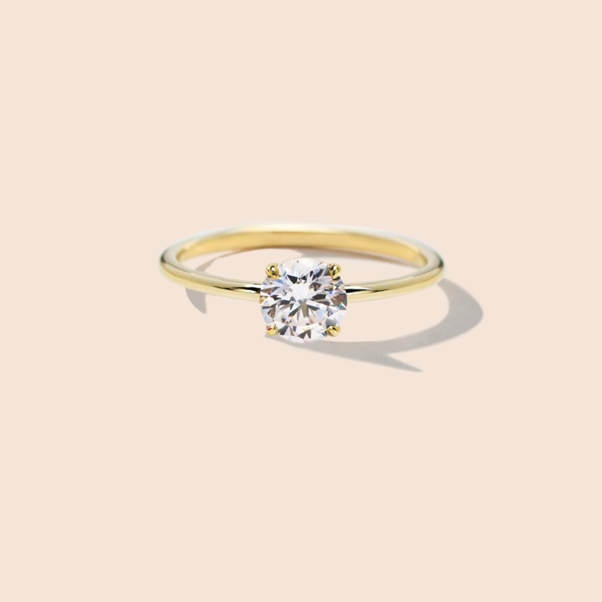 18K Yellow Gold Round Engagement Ring