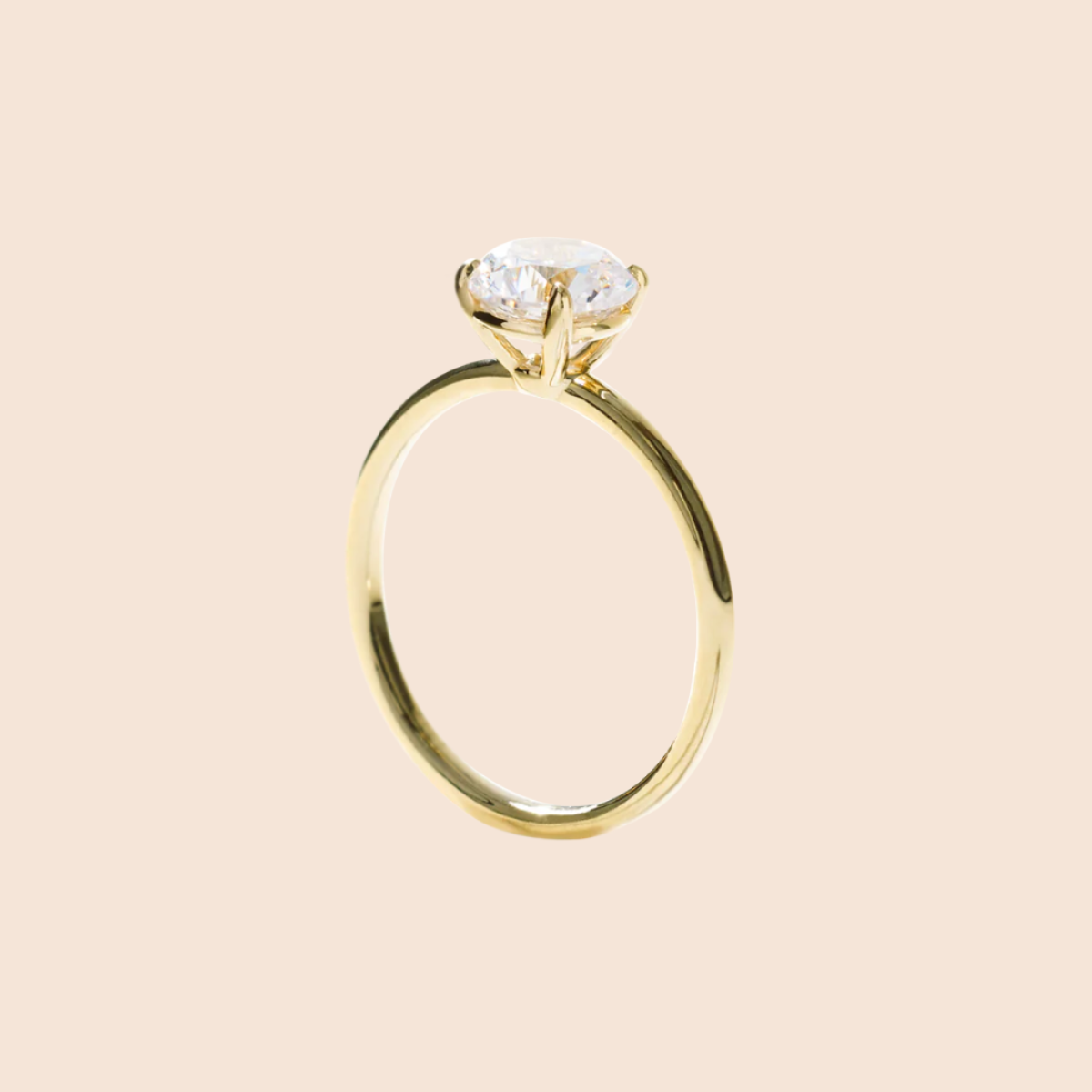 18K Yellow Gold Round Diamond Engagement Ring