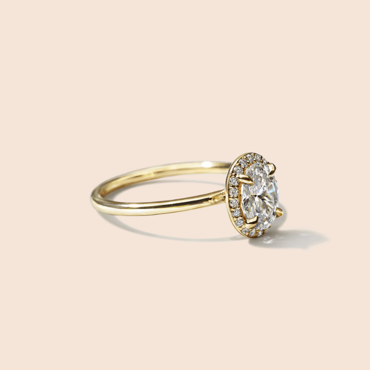 18K Yellow Gold Oval Halo Engagement Ring