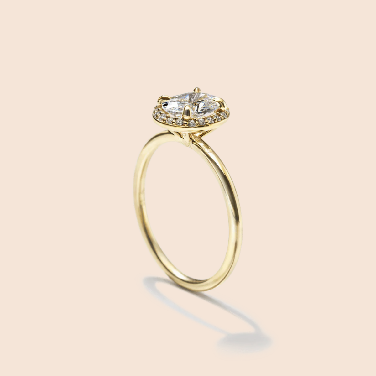 18K Yellow Gold Oval Halo Engagement Ring