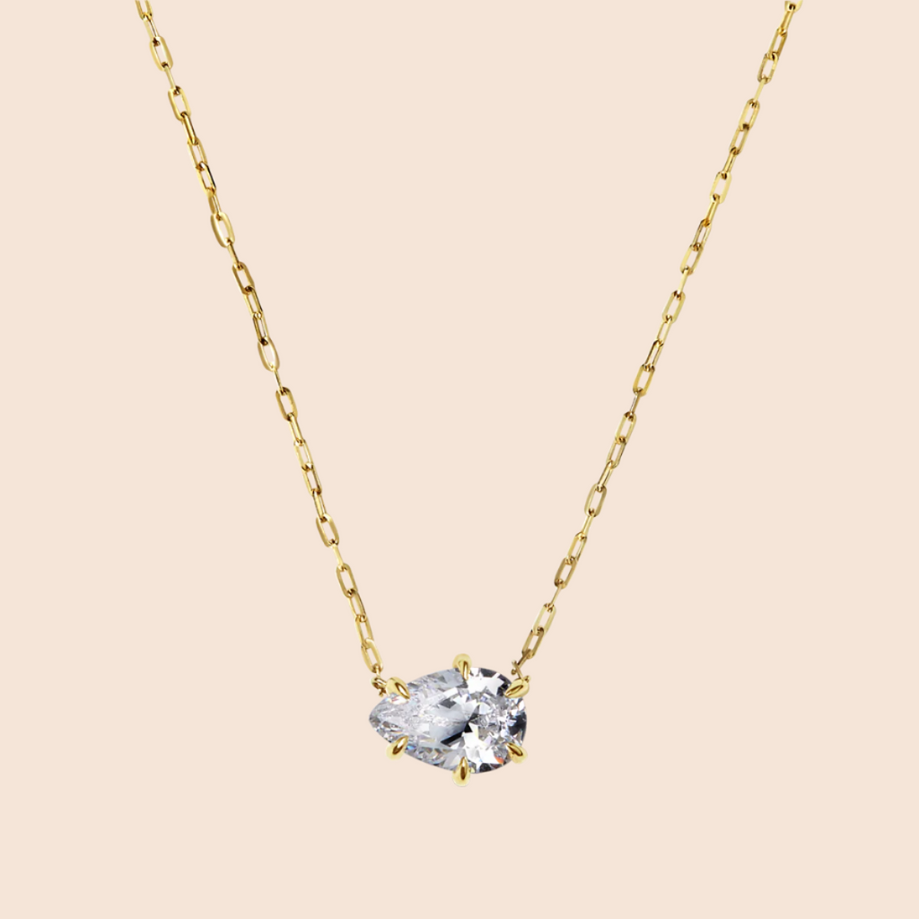 Designer 14K Yellow Gold Pear Shape Diamond Pendant