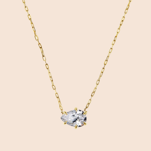 Designer 14K Yellow Gold Pear Shape Diamond Pendant