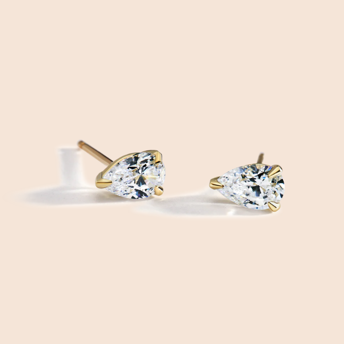 14K Yellow Gold Pear Studs