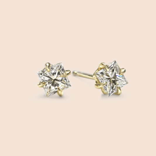14K Yellow Gold Princess Studs