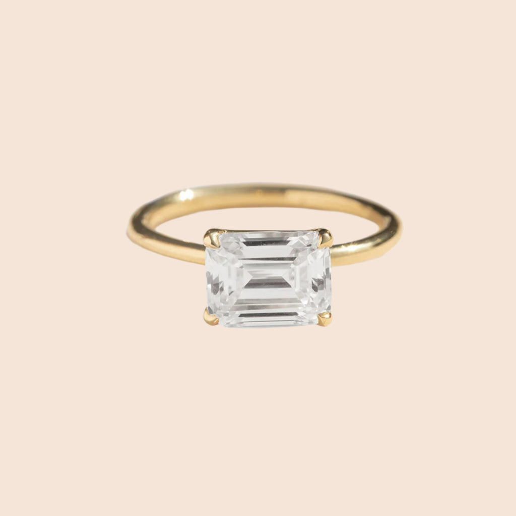 Emerald Engagement Ring East West