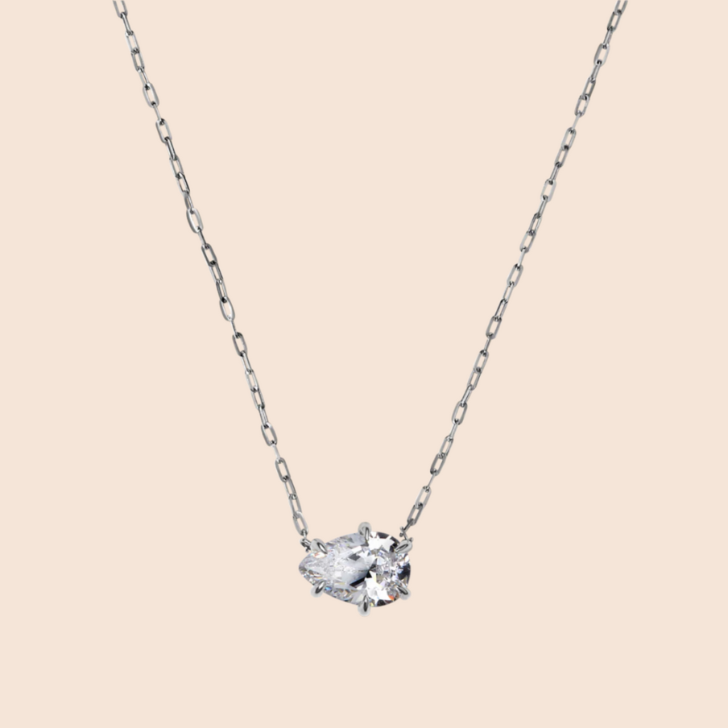 Designer 14K White Gold Platinum Pear Shape Diamond Pendant