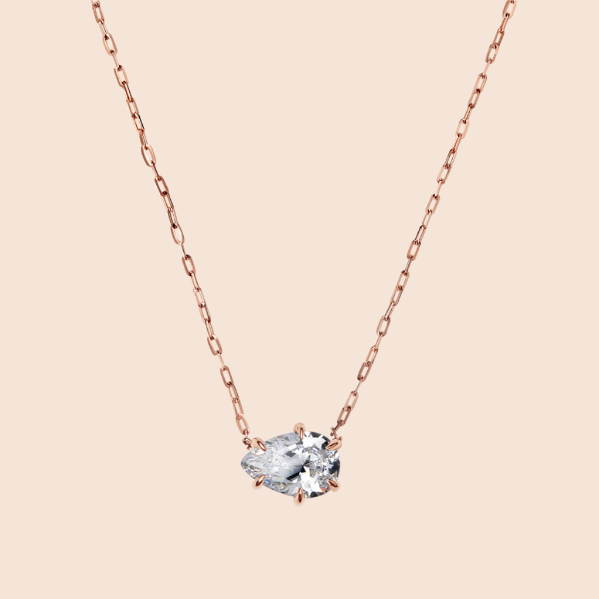 Designer 14K Rose Gold Pear Shape Diamond Pendant