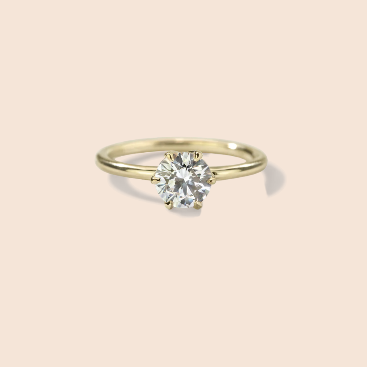 18K Yellow Gold Chispa Round Engagement Ring