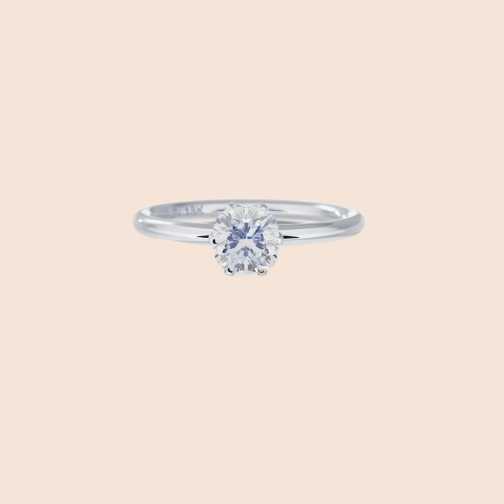 18K White Gold Platinum Chispa Cushion Engagement Ring
