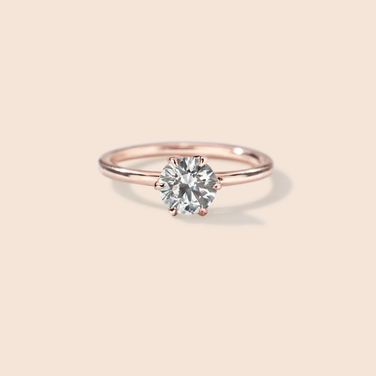 18K Rose Gold Chispa Round Engagement Ring