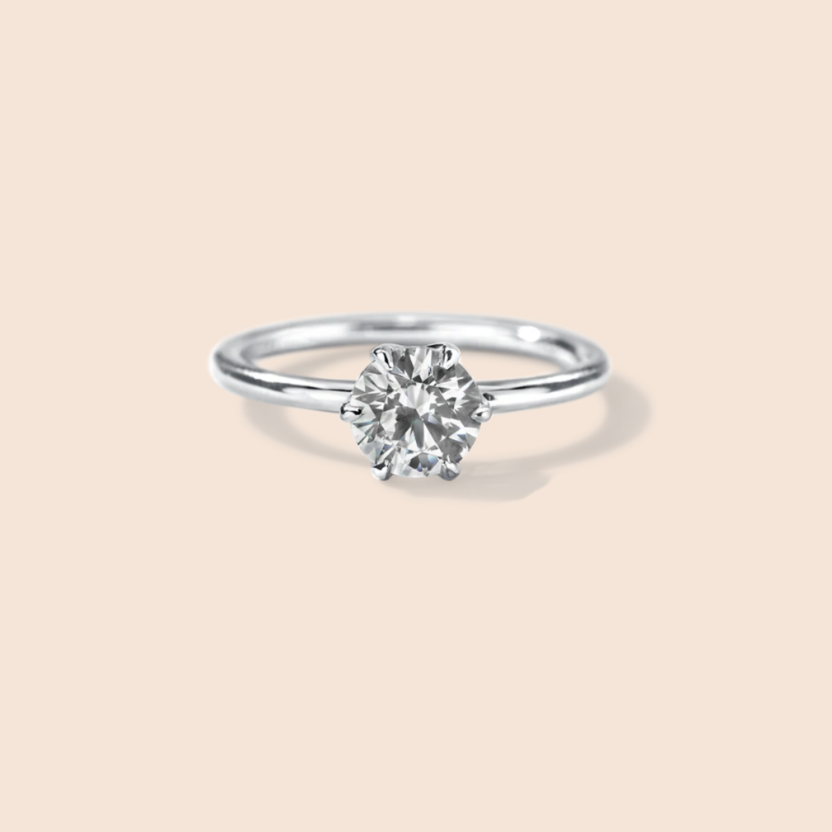 18K White Gold Platinum Chispa Round Engagement Ring
