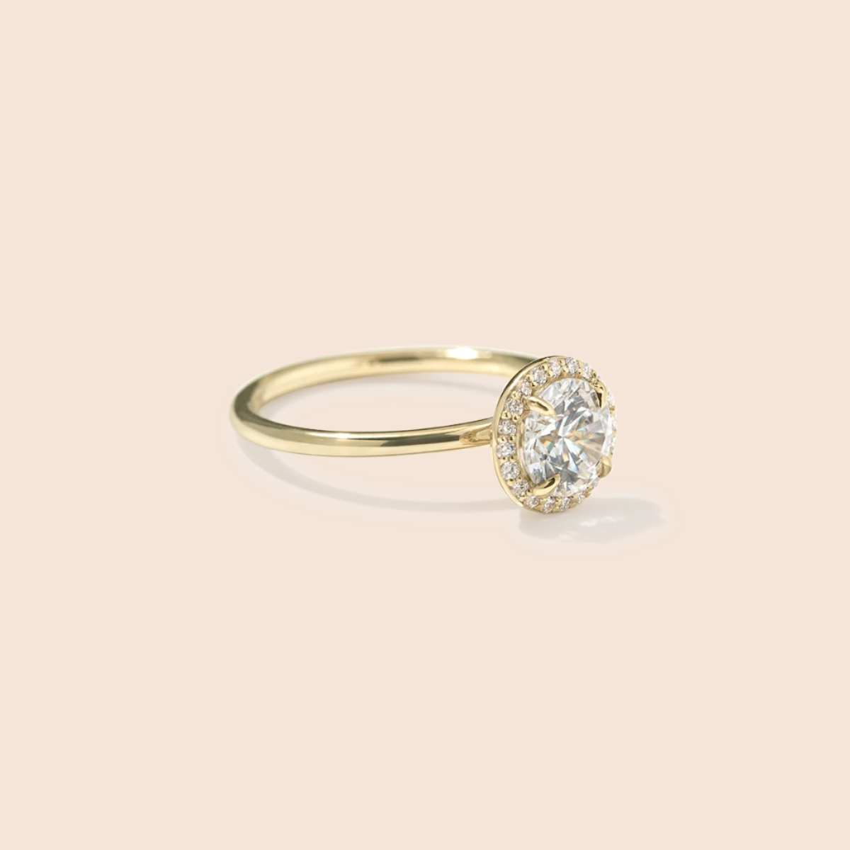 18K Yellow Gold Round Halo Engagement Ring