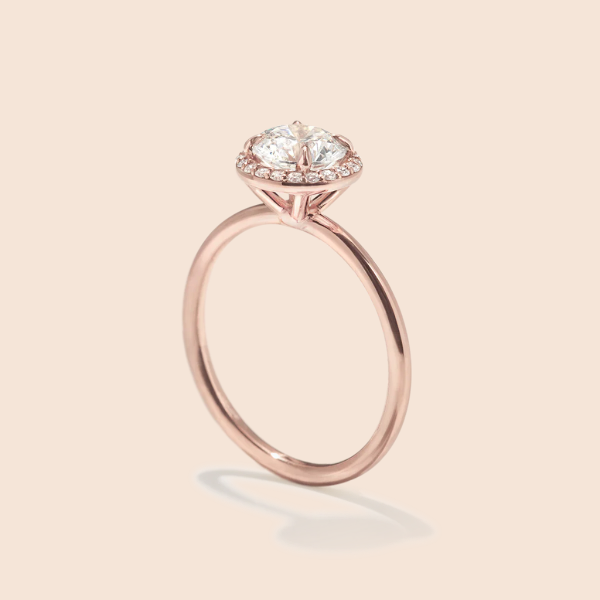 18K Rose Gold Round Halo Engagement Ring