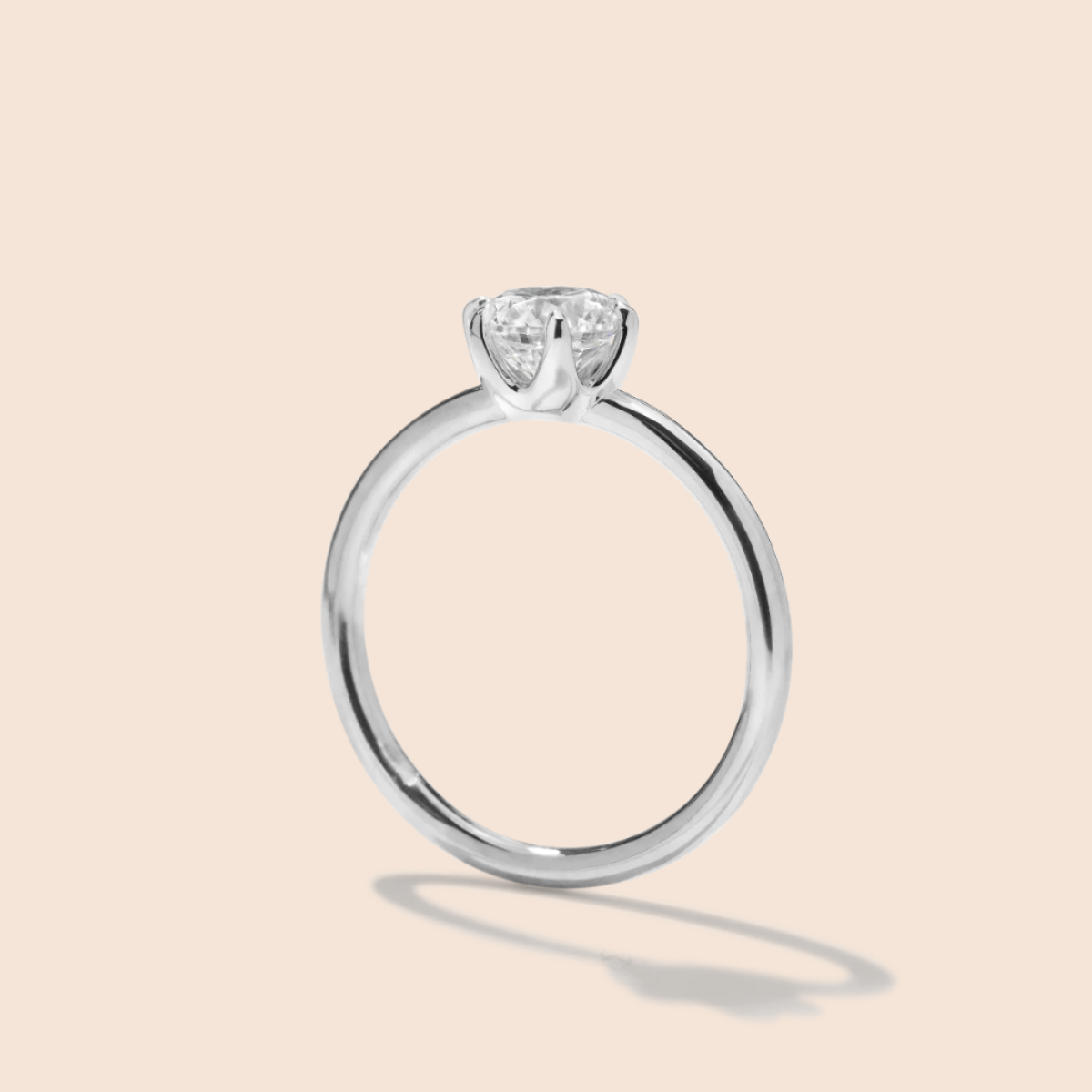 18K White Gold Platinum Chispa Round Engagement Ring