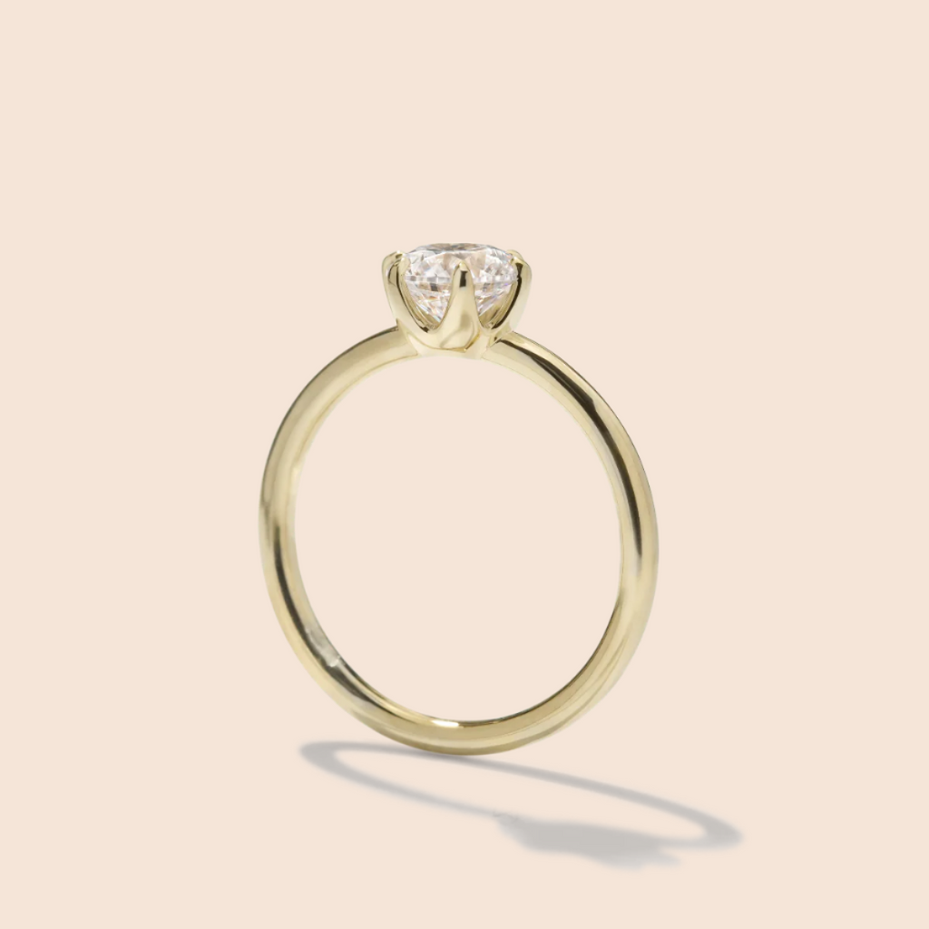 18K Yellow Gold Chispa Round Engagement Ring