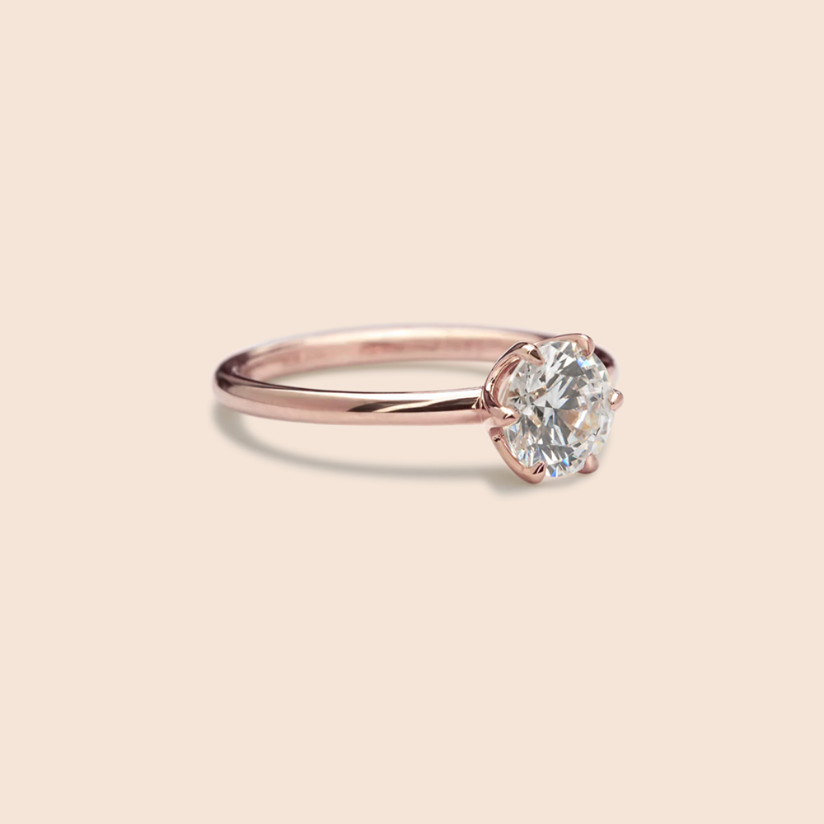 18K Rose Gold Chispa Round Engagement Ring