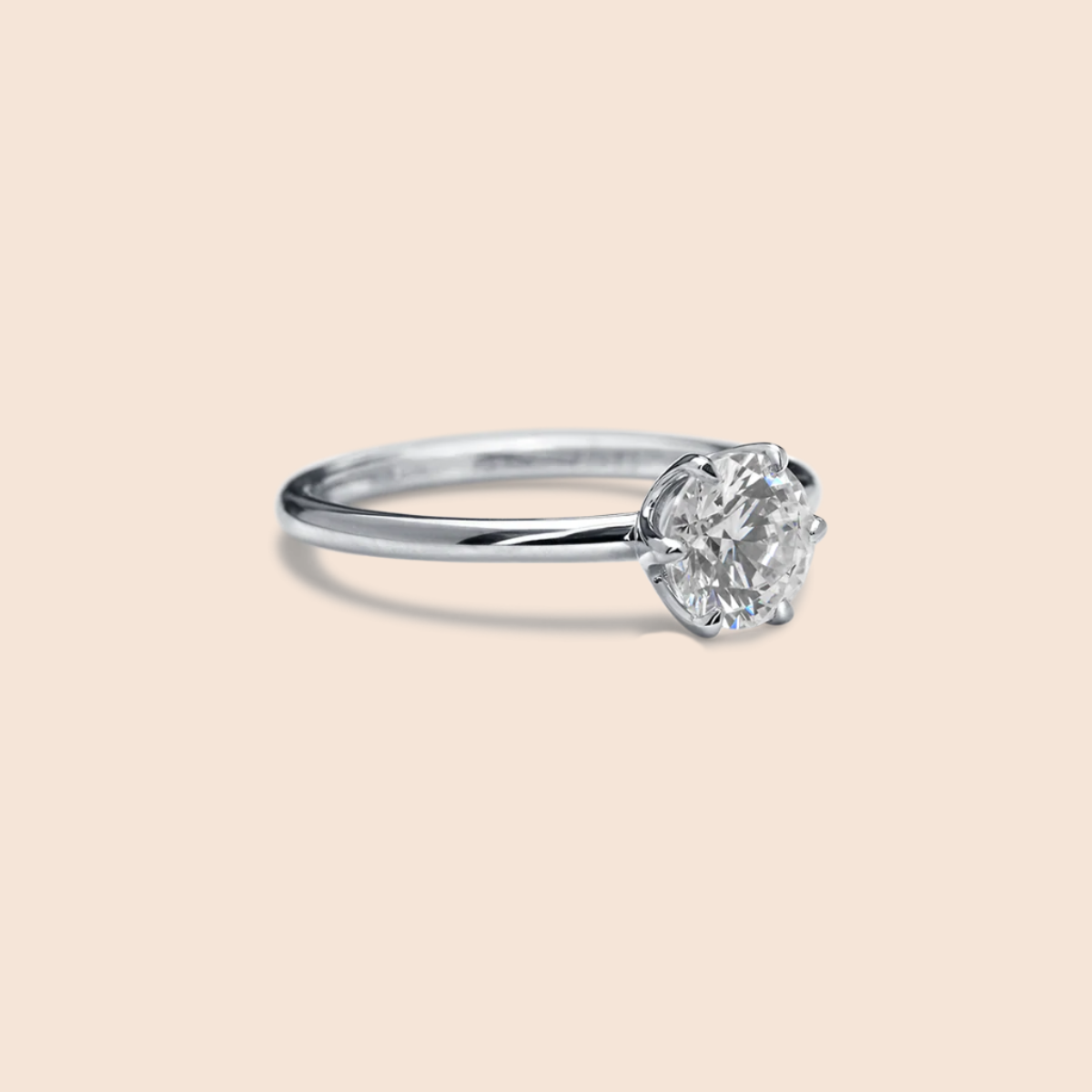 18K White Gold Platinum Chispa Round Engagement Ring