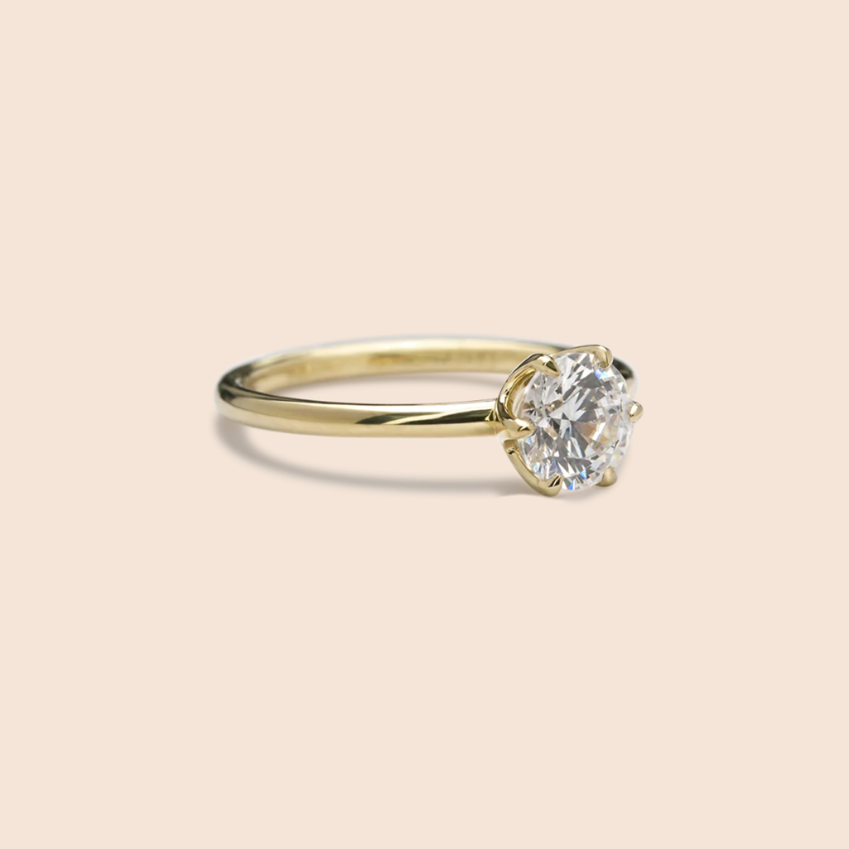 18K Yellow Gold Chispa Round Engagement Ring
