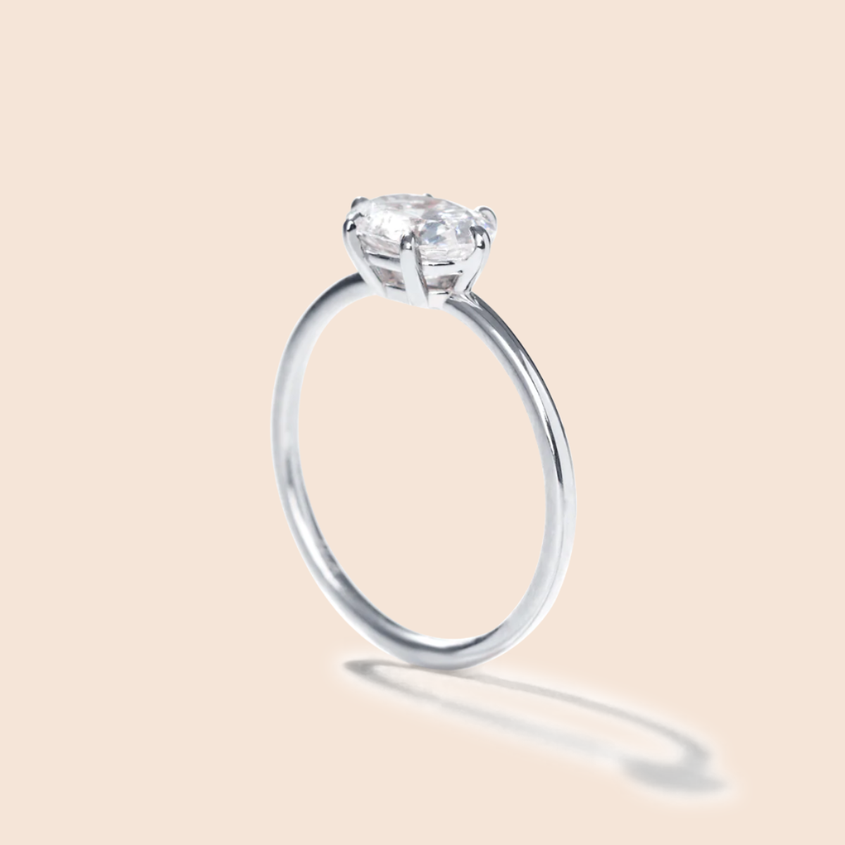 18K White Gold Platinum East West Oval Engagement Ring